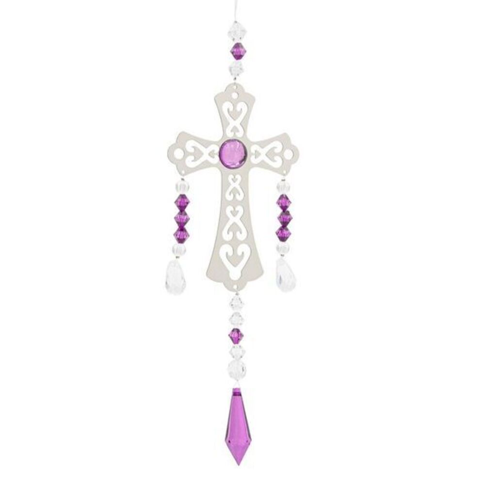Sunflower Garden Birthstone Cross Suncatcher, February